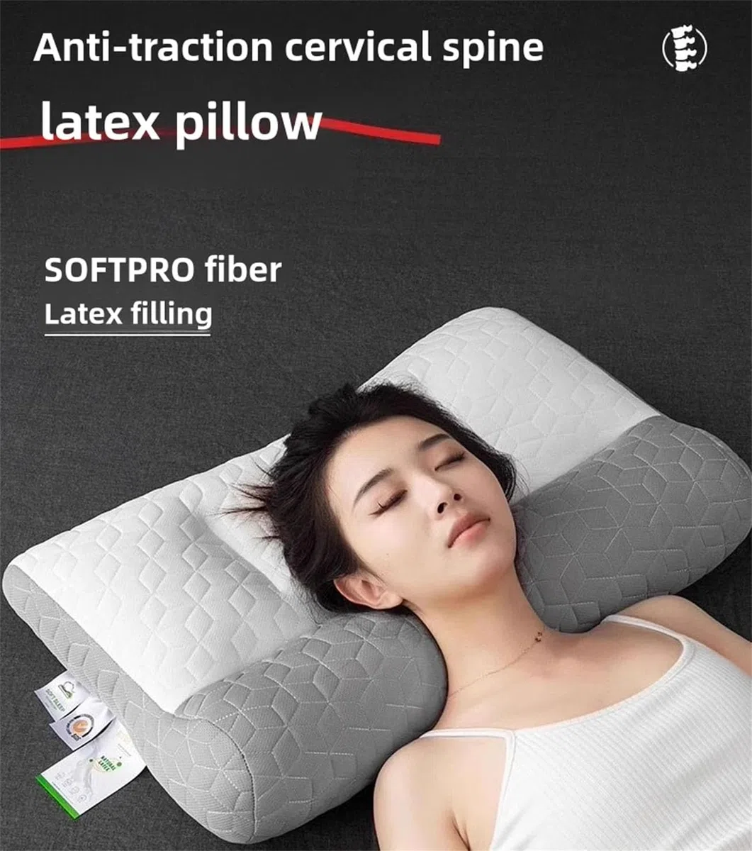 Almohada ortopédica de tracción Cervical para la apnea del sueño y la resección. Almohada ergonómica para el Alivio del Dolor de Cuello. Versión Mejorada 2024 (Blanco + Gris).