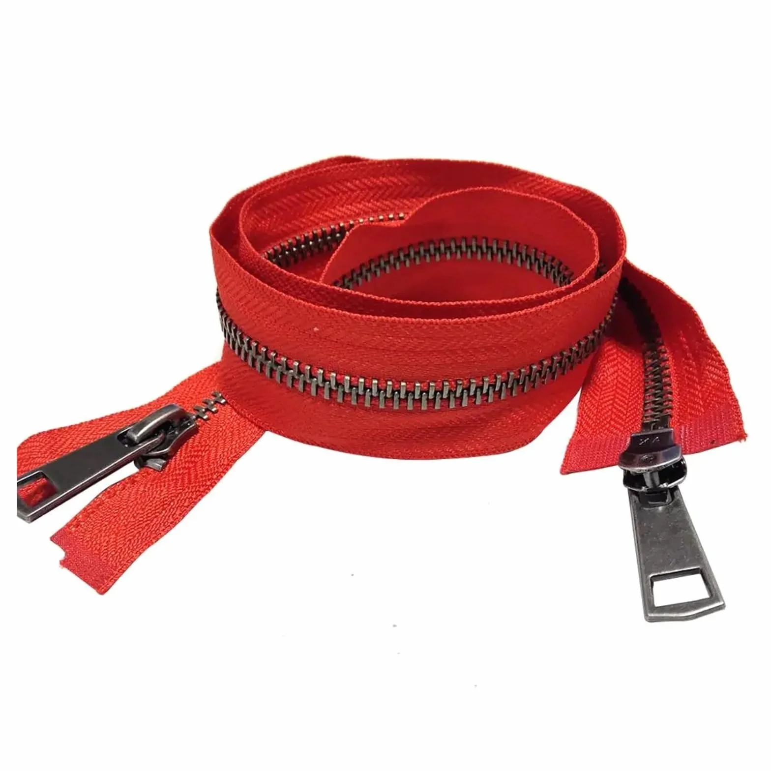 5/10 Uds. 30/40/50/60/70/80 cm 5# coloridos deslizadores dobles de extremo abierto cremallera Metal negro DIY tela bolsillo artesanal(Red,50cm,10 Pcs)