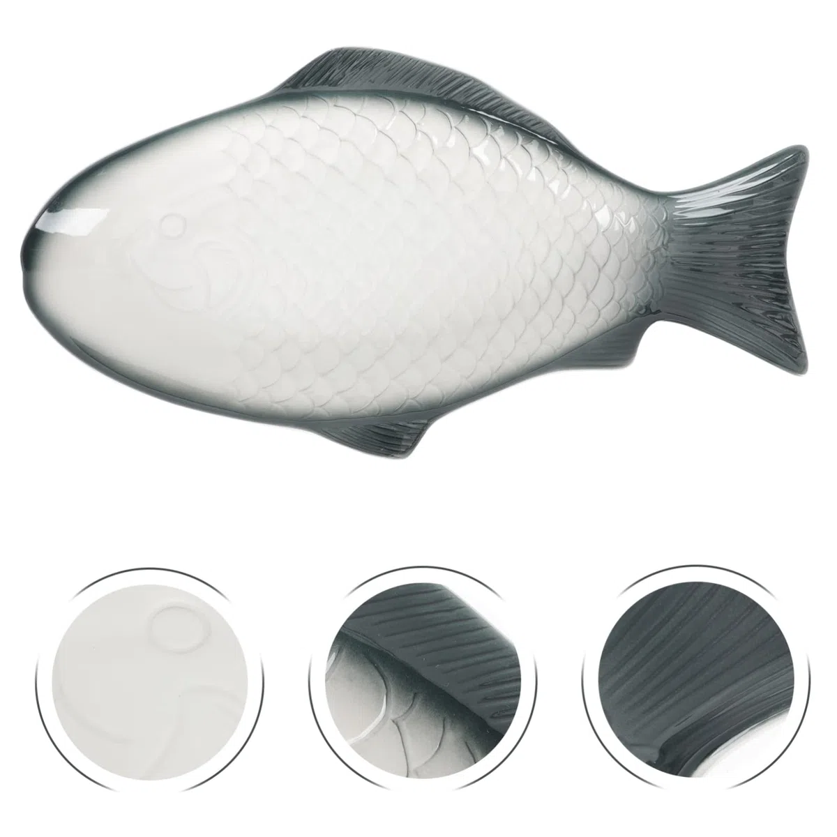 IMIKEYA Bandeja de Cerámica para Pescado al Vapor Diseño en Forma de Pez, Elegante y Delicada para Servir Aperitivos y Mariscos en Cenas