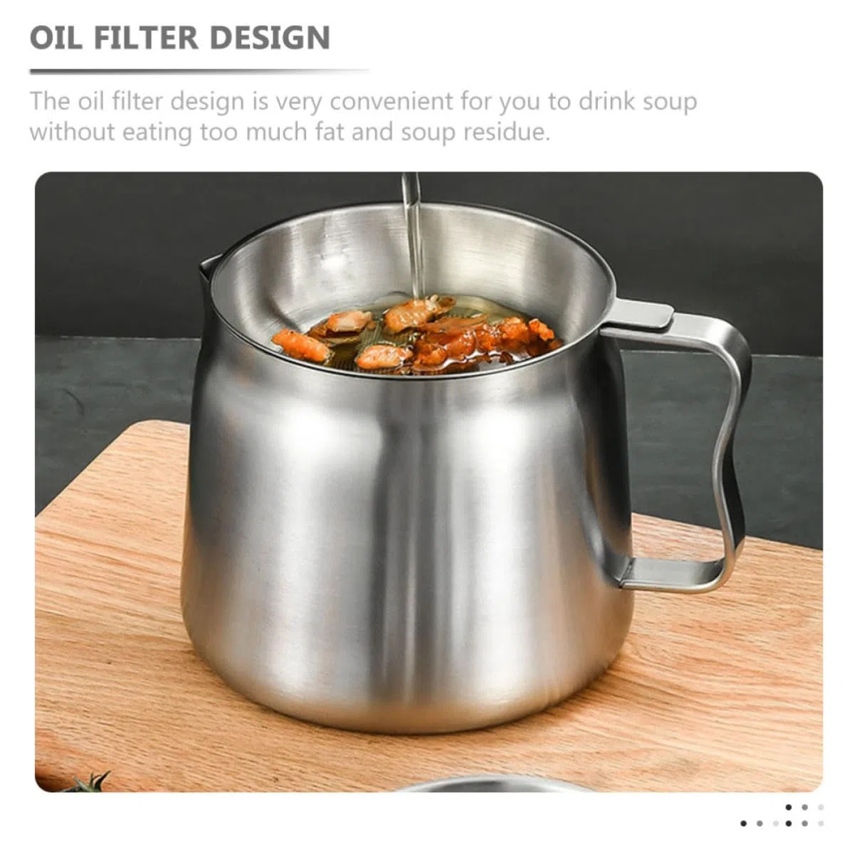 DOITOOL Colador de Filtro Aceite Inoxidable de Acero Cocina de 304 y Capacidad de 2l, Diseño Almacenamiento para Uso Doméstico