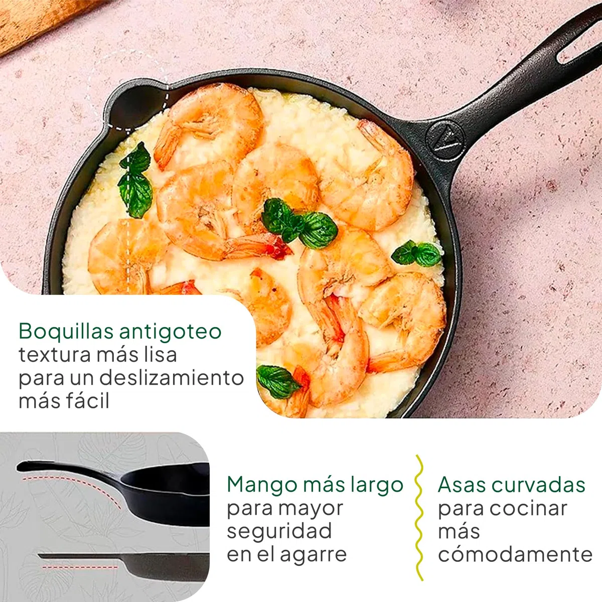 VICTORIA Sartén Hierro Fundido Esmaltado Amazonía Guacamaya Inducción 25cm | Apta para Fuego, Barbacoa, Horno, Vitrocerámica, Gas, Cast Iron sin PFOA