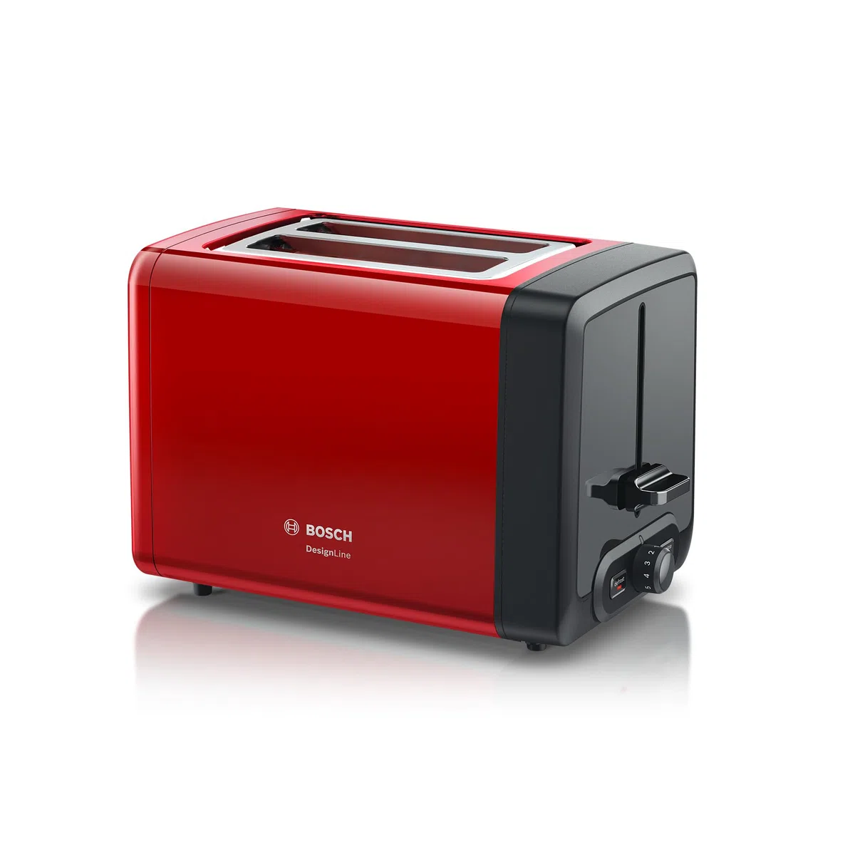 Bosch - Tostador corto, DesignLine, Función Descongelación y Calentamiento, Rojo, TAT4P424