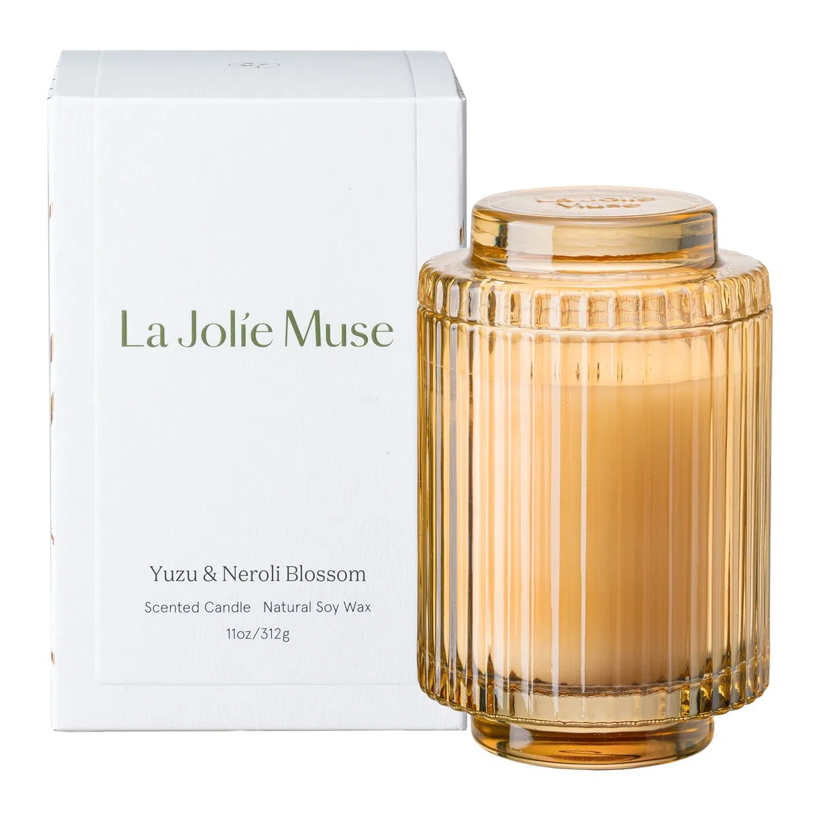LA JOLIE MUSE Vela cítrica, vela Yuzu & Neroli Blossom, vela perfumada de regalo para mujeres y hombres, velas de soja natural, vela en tarro de lujo de larga duración, 11 onzas