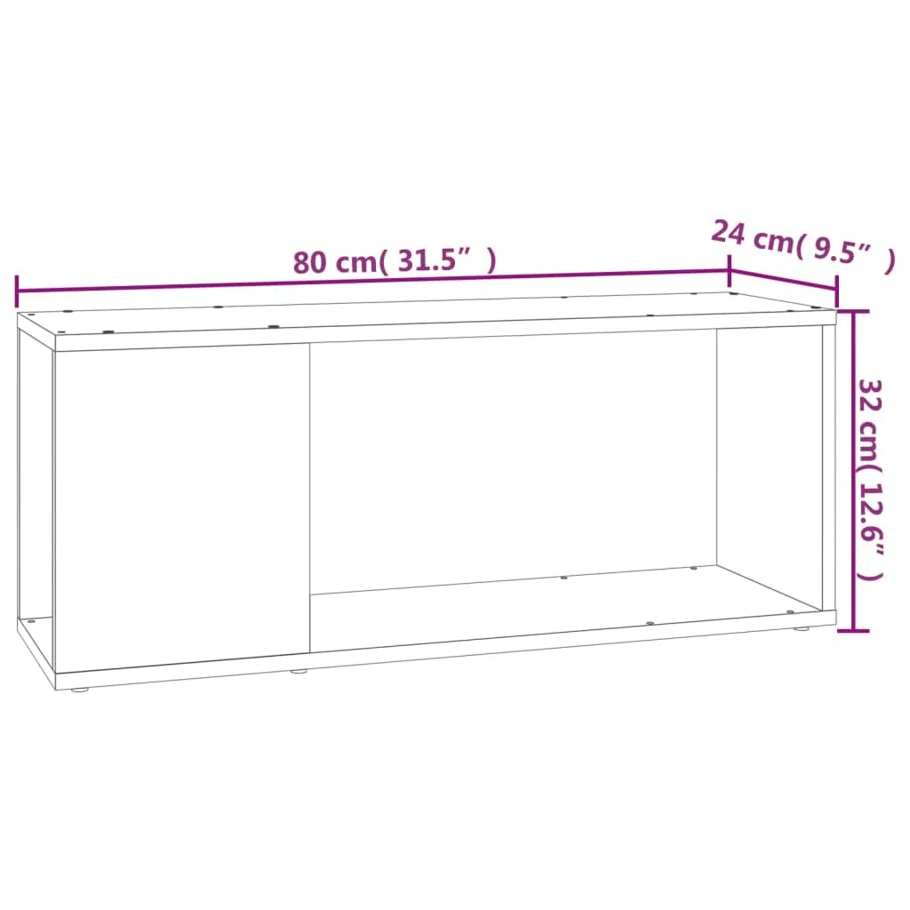 vidaXL Mueble para TV Soporte Mobiliario Aparador Armario Estante Salón Sala de Estar Dormitorio Decoración de Madera Contrachapada Blanco 80x24x32 cm