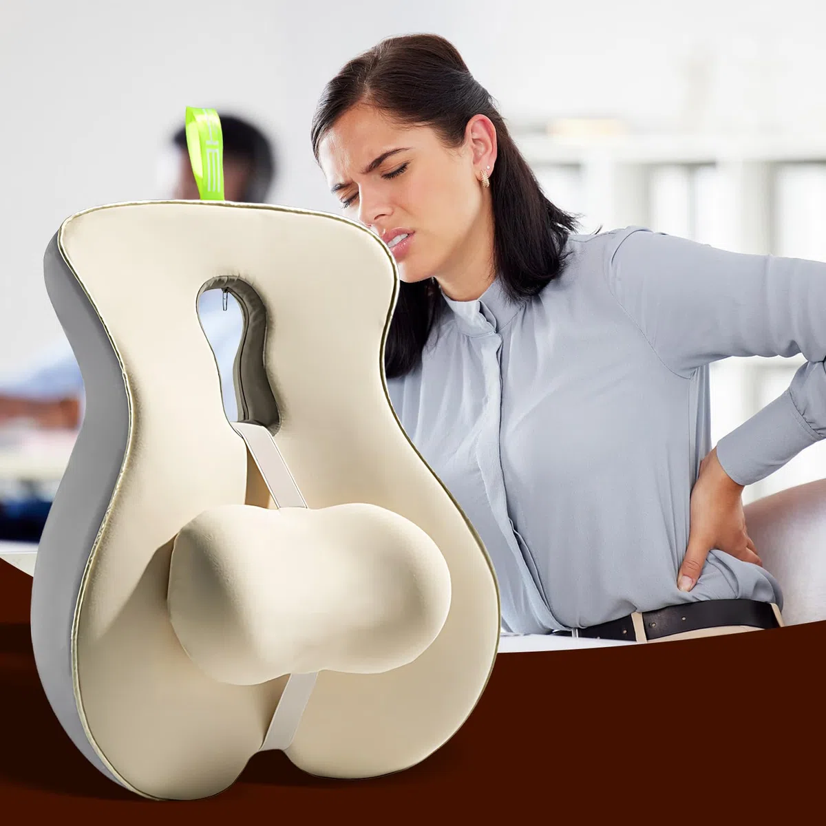 Respaldo Silla Oficina Corrector de Asiento y Cojín con Correa Ajustable | Almohada Lumbar Correa Ajustable Para Sillón De Ruedas, Embarazo, Avión, Viaje, Dormir, Recuperación Y Conducc