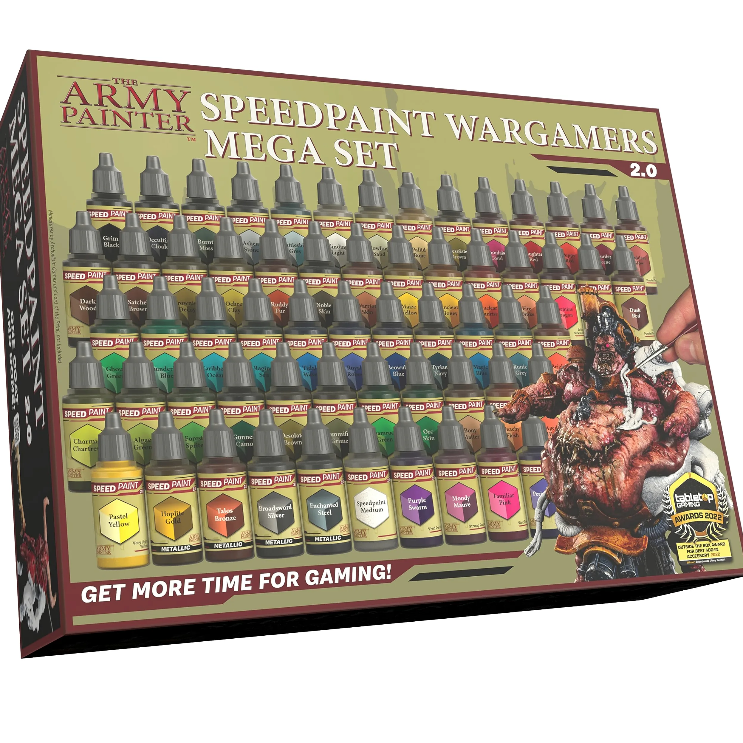The Army Painter Speedpaint 2.0 Wargamers Mega Set, 60 cuentagotas de 18 ml, pintura de contraste no tóxica con bolas mezcladoras, incluye un pincel ergonómico para pintor