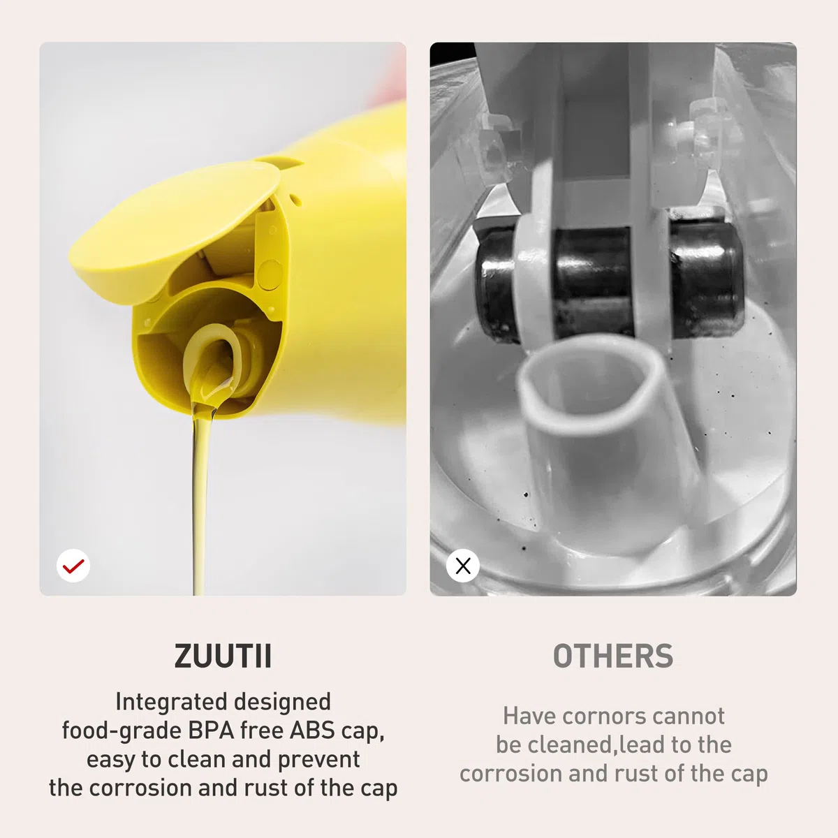Zuutii Botella dispensadora de aceite de oliva, boquilla antigoteo para cocina, vidrio, gris