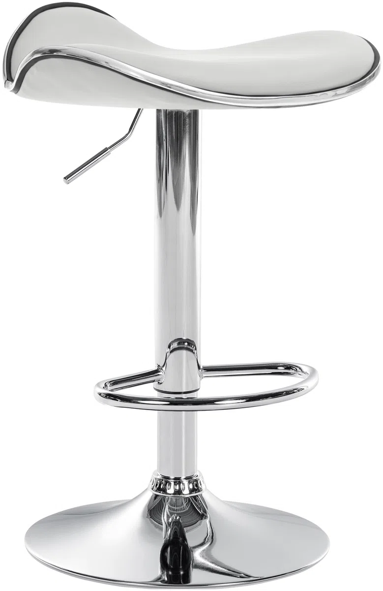 CLP Taburete Alto de Cocina Shanghai en Polipiel I Silla de Bar giratoria Regulable en Altura con Base metálica, Color:Blanco, Material del Soporte:Hierro Cromado