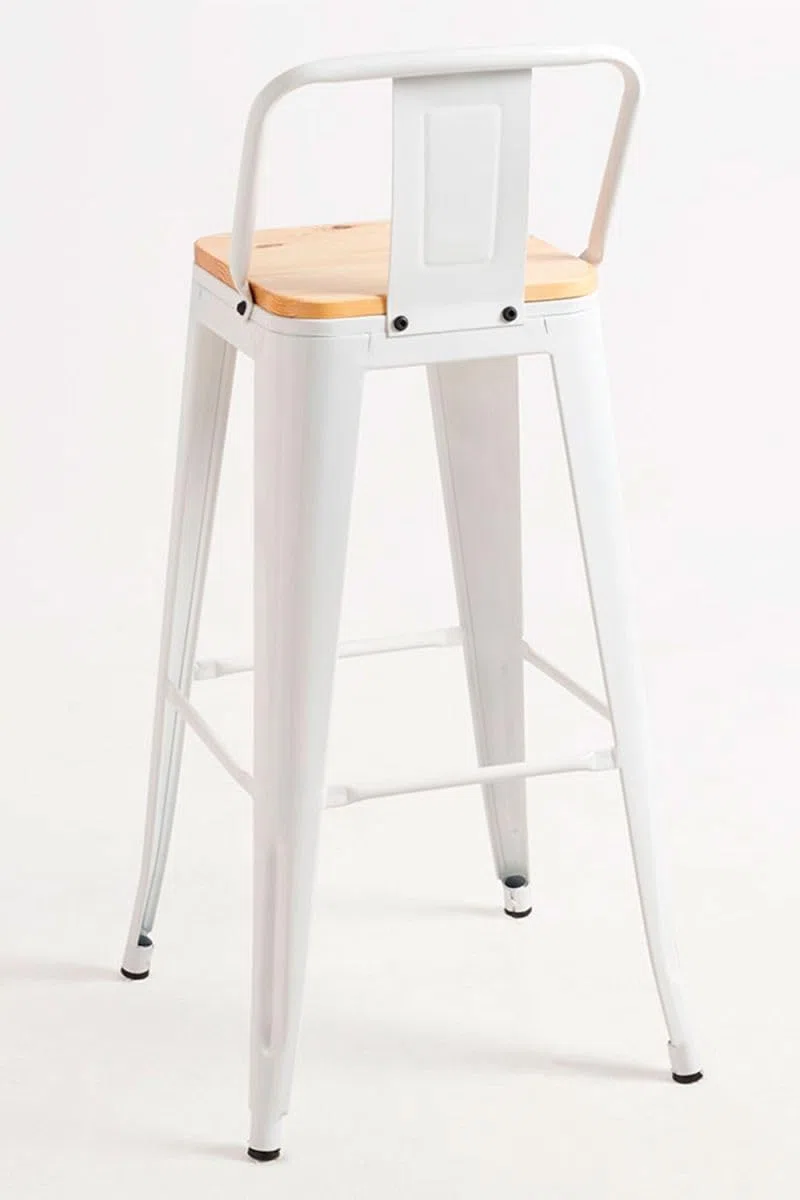 Regalos Miguel - Taburete Torix Respaldo Madera Natural 95 cm - Blanco