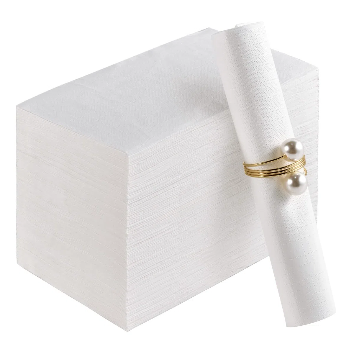 Paquete de 100 servilletas de papel desechables de alta calidad de 3 capas, toallas de mano de papel suaves y absorbentes para fiestas, cocina, cenas o eventos (blanco) | Toallas de mano suaves y absorbentes, de alta calidad, de 3 capas, elegantes para fi