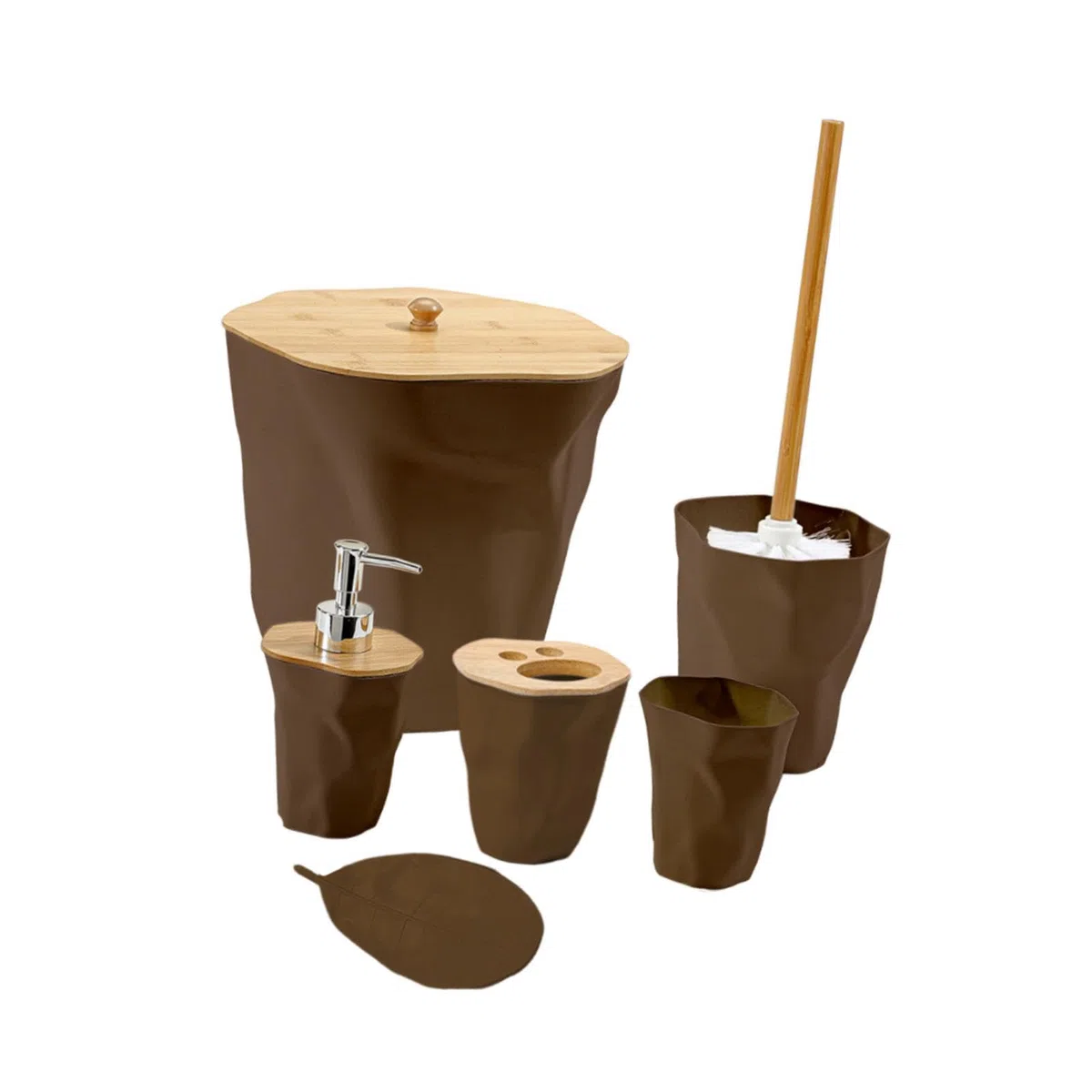 6 Piezas Soporte de Cepillo de Dientes Juego de Accesorios de Baño Dispensador de Loción Vaso Organizador Material PP Adecuado para Baño Modernos, café, Individual