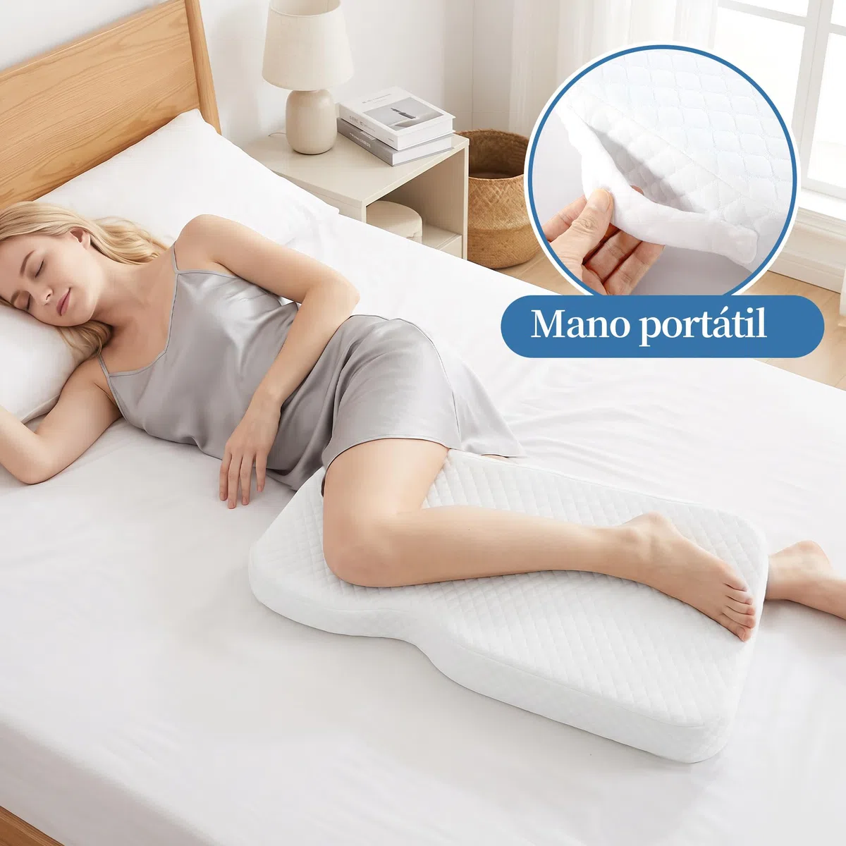 Almohada de Rodillas Memory Foam para Dormir de Lado, Cojín Ergonómico para Piernas, Almohada Suave para la Alineación Corporal, Soporte para Espalda, Caderas y Embarazo