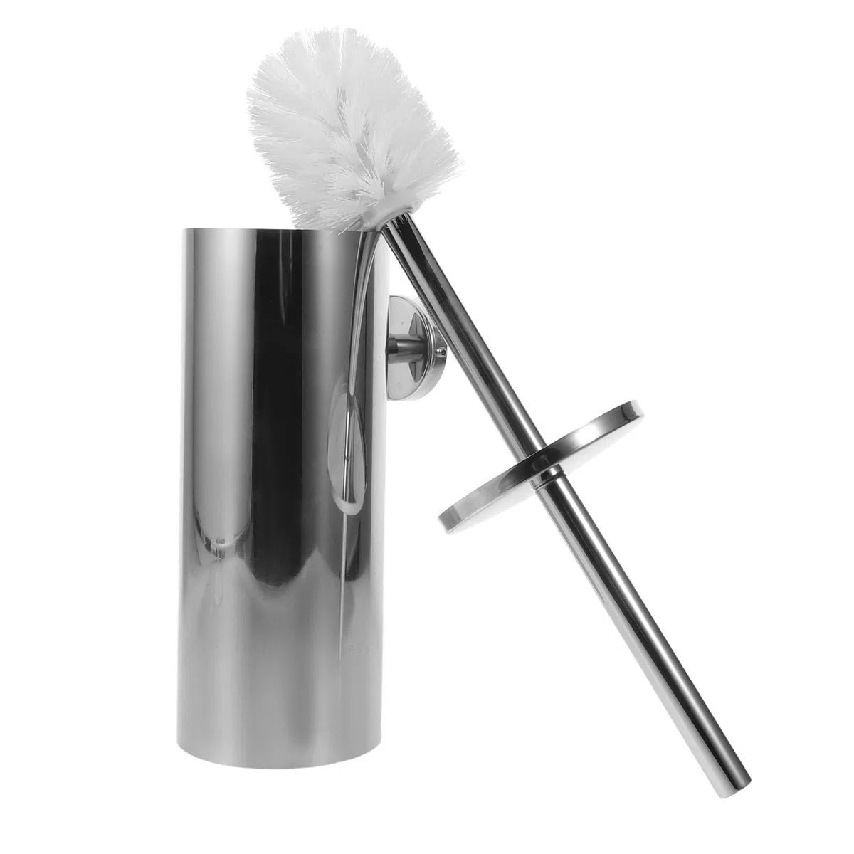 Juego de Cepillos de Baño de Pared Soporte de Acero Inoxidable | Plata, Mango Largo, Kit de Montaje Incluido, Uso en Hogar y Rv, Diseño Compacto