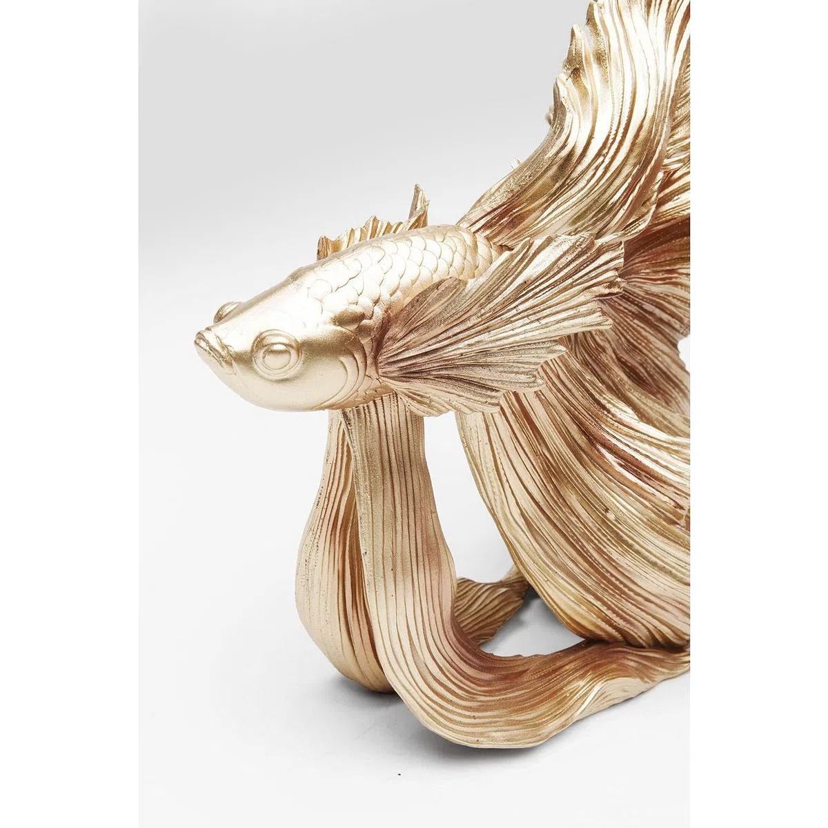 Kare Design Figura decorativa Betta Fish, oro, 32x35 cm | Hecha a mano, aspecto brillante, pez decorativo, elegante idea de regalo, para el salon