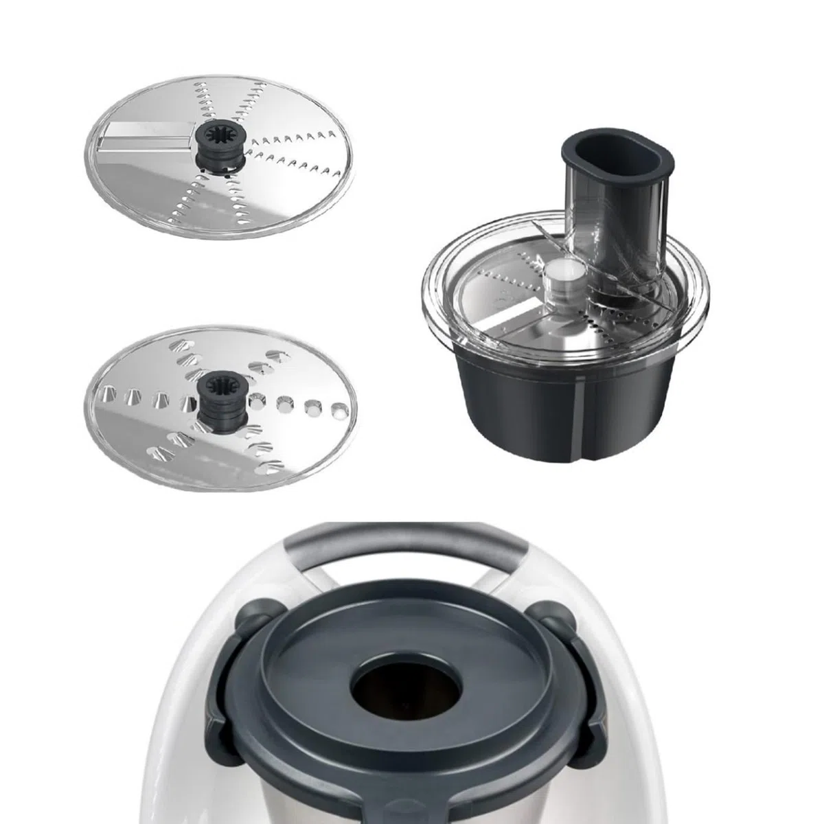 Kit de Cortador de Recipiente de Procesador de Alimentos, Disco Accesorio de Rebanado y Rallado de Batidora para Thermomix TM 5 TM 6