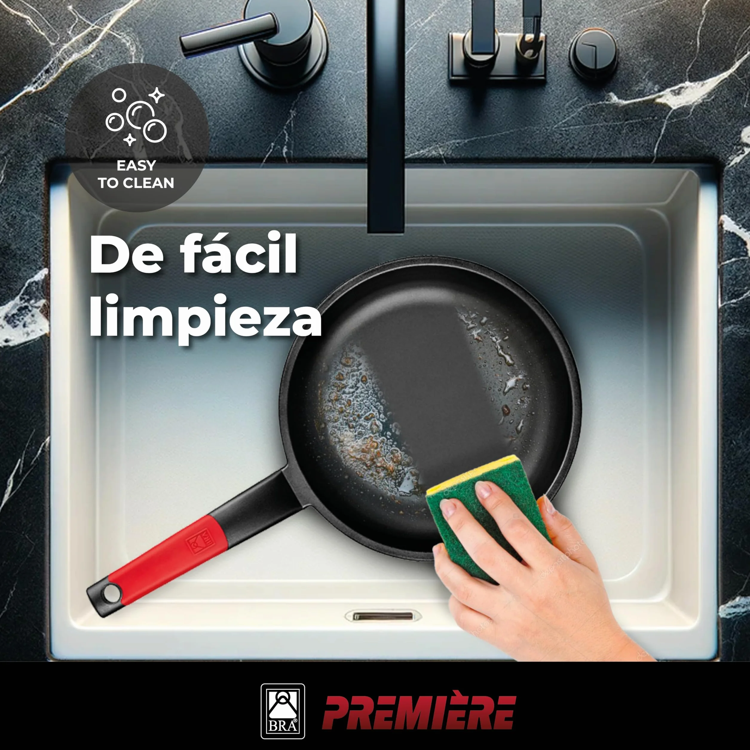 BRA Premiere- Set de 3 sartenes, aluminio fundido antiadherente & Premiere | Sartén 32 cm, Aluminio Fundido, Tricapa con Revestimiento Antiadherente reforzado