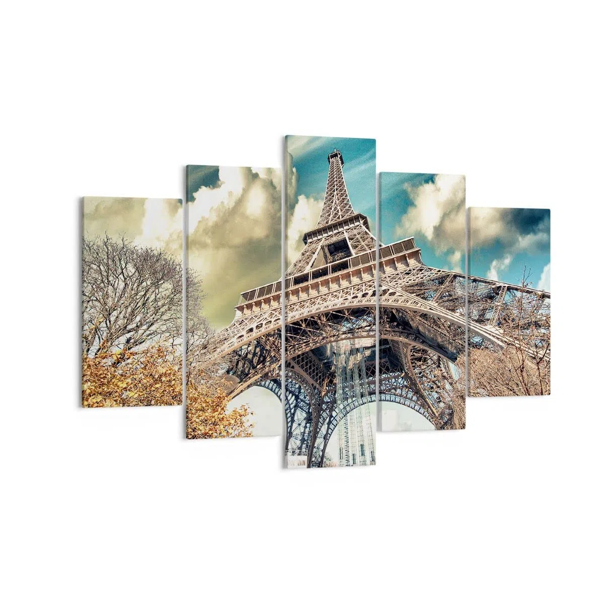 Cuadro Decorativo 150x100cm Moderno Tríptico Arquitectura Ciudades - 2489 | Eiffel Ingeniería Europa Cuadro sobre Lienzo Grande Arte mural Decoración del Hogar Salón Dormitorio Oficina Cuadros de Pared