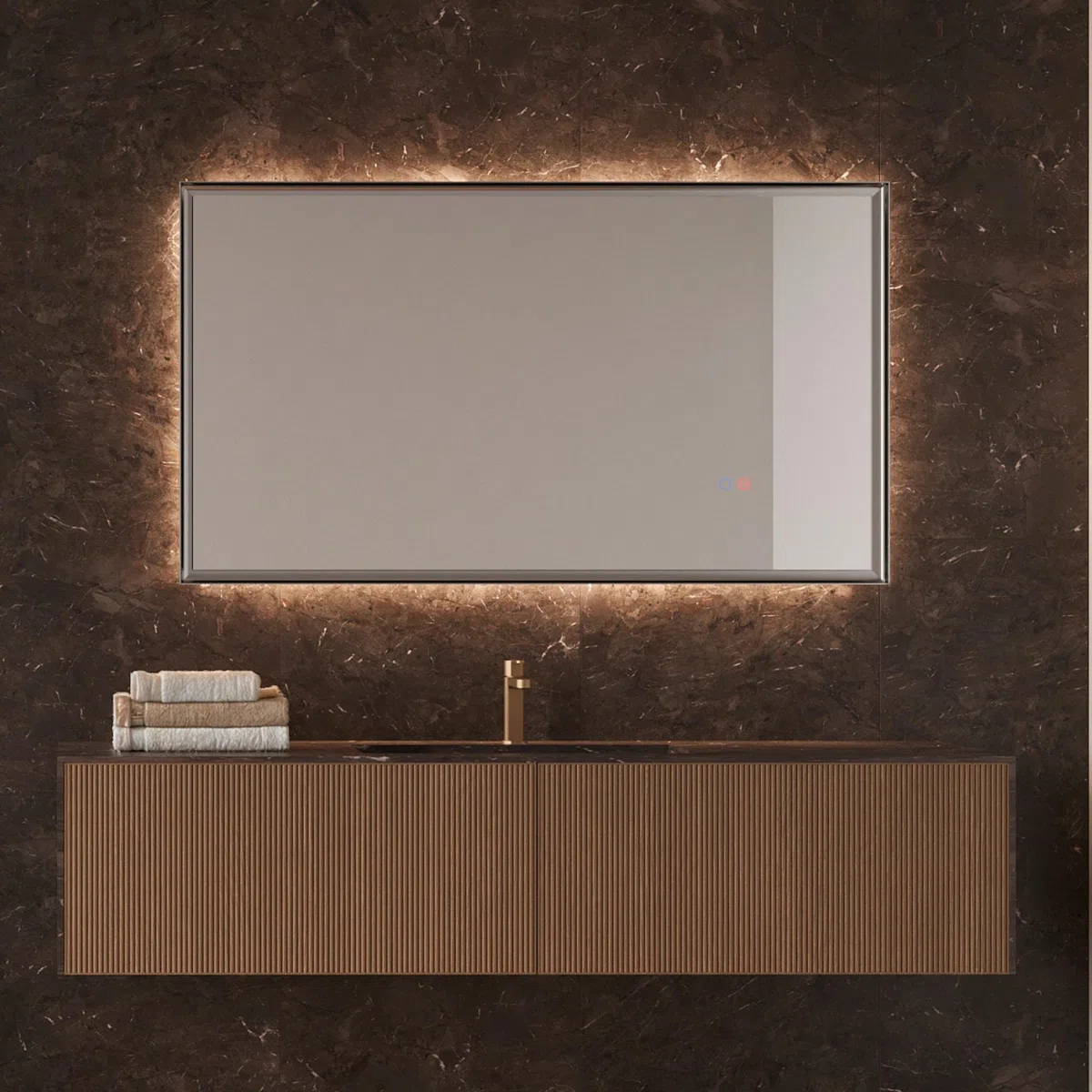LEDIMEX - Espejo Baño con Luz LED y Antivaho 120x80cm Retroiluminado con Marco Negro Mate | Espejo Inteligente Rectangular con Luz (Cálida, Neutra y Fría) y Sensor ON/OFF | Serie California