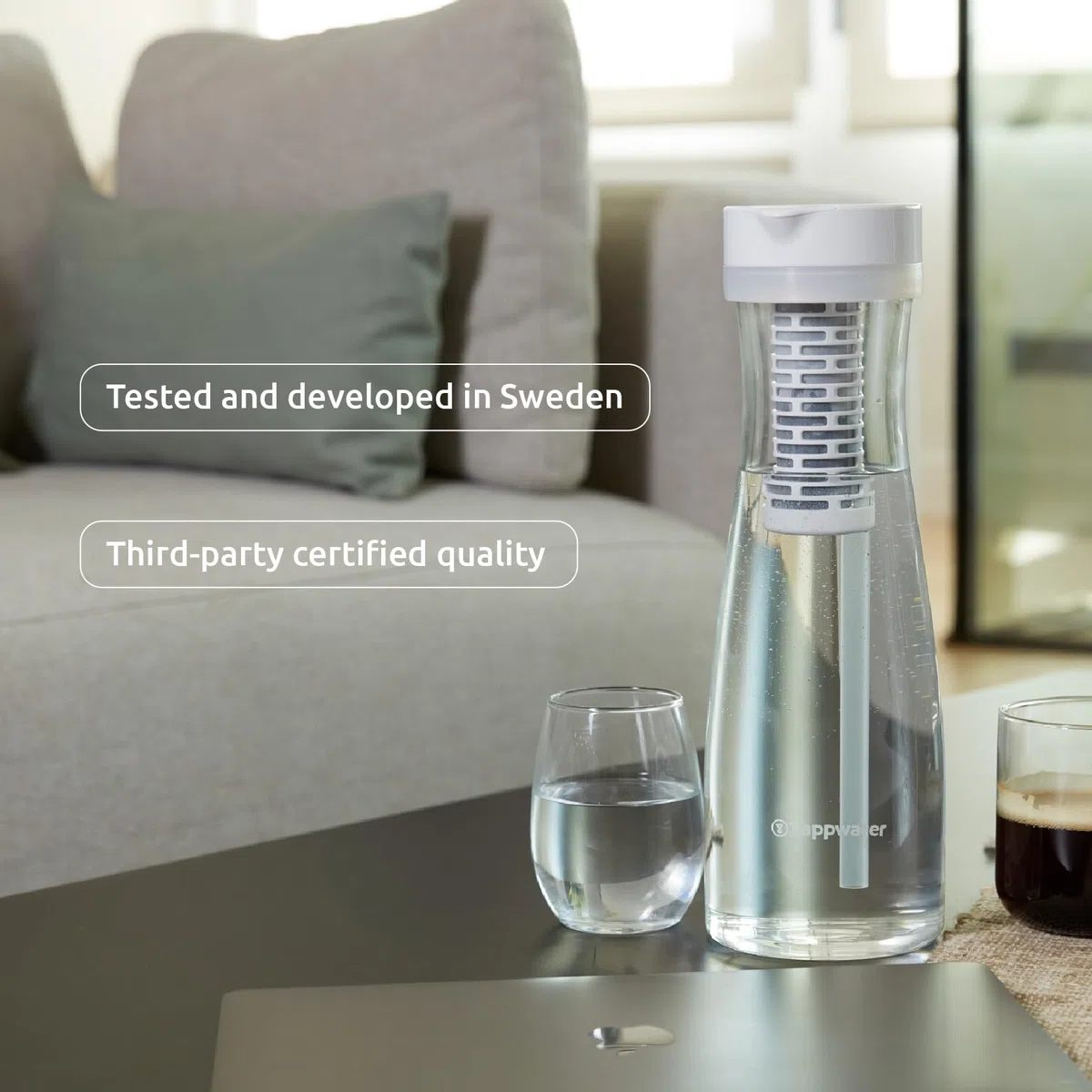 Tappwater PitcherPro SMR Jarra Filtradora de Agua Premium - jarra agua cristal 1,45L, filtración instantánea y con minerales esenciales añadidos, Elimina Cal y +60 Sustancias, Diseño Elegante