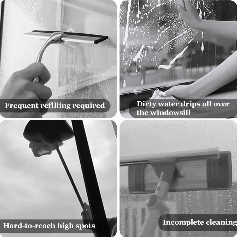 Limpiacristales Electrico Sin Cable | Autonomía 35 min, Depósito 150 ml, Boquillas, Botella Pulverizadora, con Paño de Microfibra