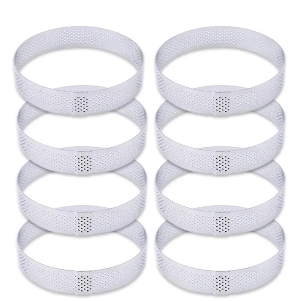 Anillos Para Tartas Anillo redondo perforado for tarta, molde for Tartas de fruta de acero inoxidable for hornear postres, moldes for pasteles y Mousse, herramientas de cocina Para Postre，Tartas(8PCS