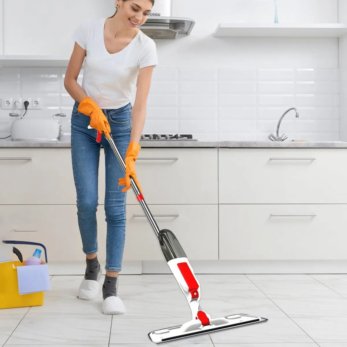 Mopa con Pulverizador Rotación de Alta precisión, con Amplia Cobertura y | Limpiador Multifuncional Para Suelos para Baño, Garaje, Salón, Apartamento y Dormitorio