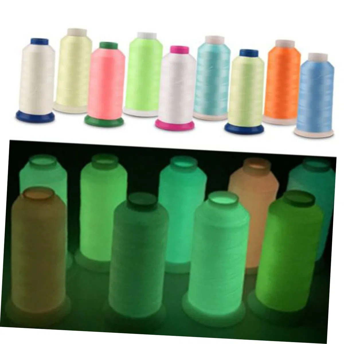 SHINEOFI 2piezas Hilo De Bordar Luminous Glow in The Dark Yards Hilo De Coser Verde Para Bordado y Manualidades Para Proyectos Creativos y Decorativos