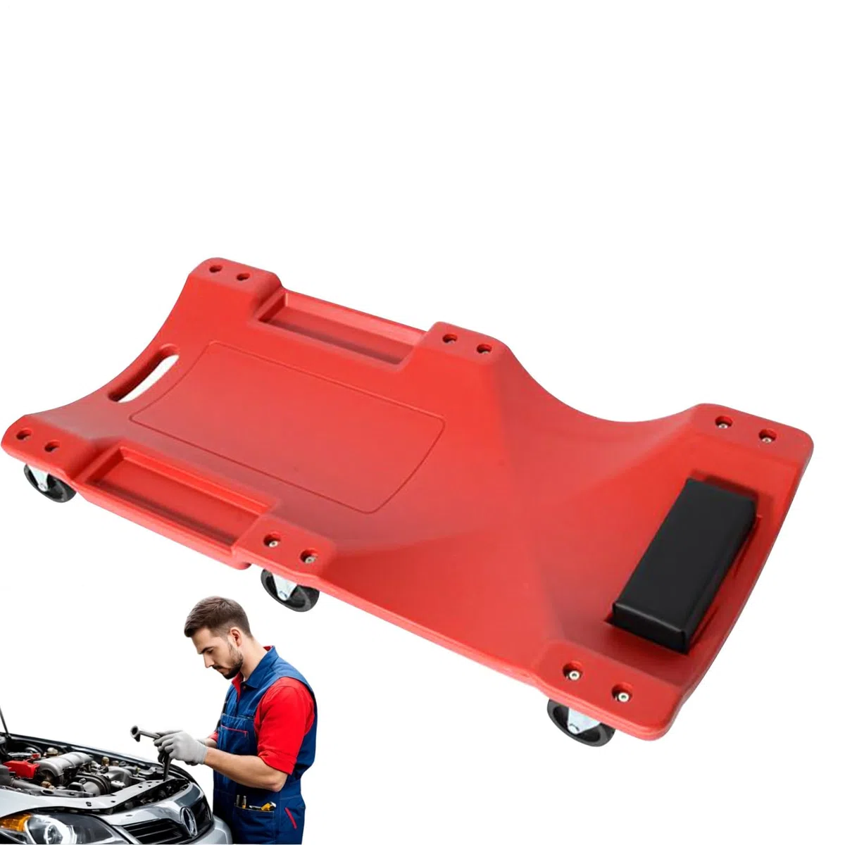 Silla De Mecánico con Ruedas Antideslizante Reparación Chasis Cambio | Deslizante Bajo Coche Para Cambio , Rotación Neumáticos, Reparación Motor Y Chasis Bajo Vehículo, Garaje Y Taller