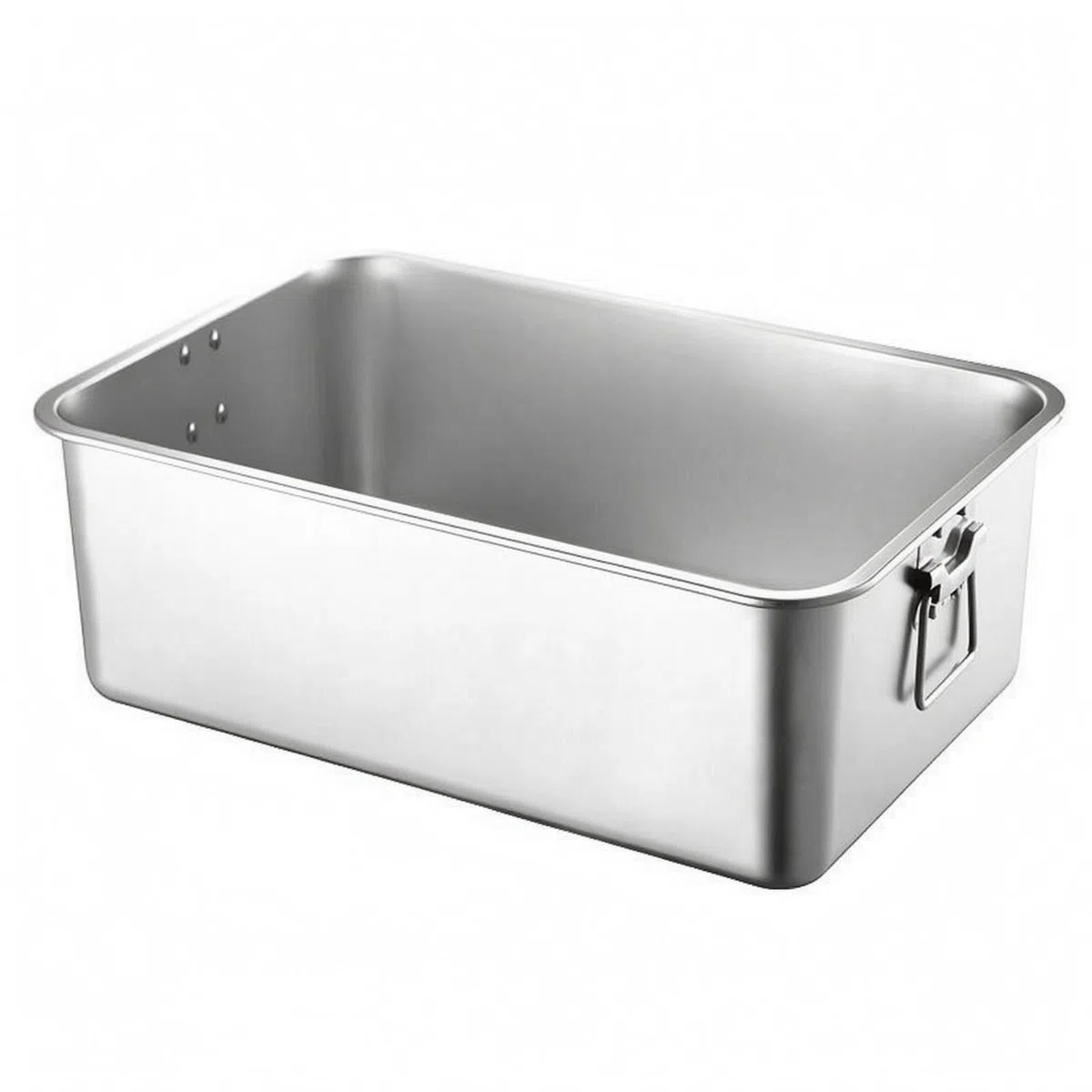 Bandeja de Acero Inoxidable Rectangular con Esquinas Redondeadas Borde Reforzado y Fondo Plano Función de Servir y, Bandeja Cuadrada Con Asa De Acero Inoxidable 304, 70x50x20cm