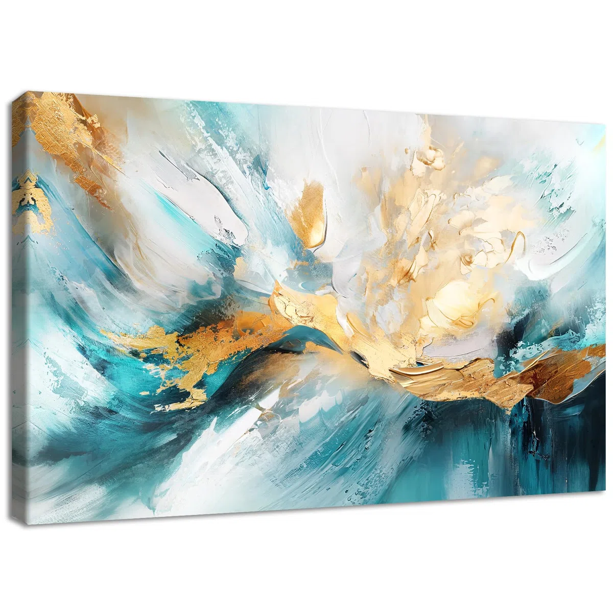 Marco de Madera Grandes Cuadros Decoracion Salon Modernos Abstracto Blanco Verde Oro Pintura Imagen Foto Minimalista Cuadros Decorativos Salon Dormitorio Comedor Pasillo Decoración Pared 120x80cm