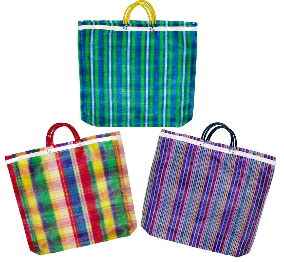 Mercado - 3 bolsas grandes de malla de hilo alto de 20 x 22 pulgadas, bolsa de comestibles reutilizable multicolor