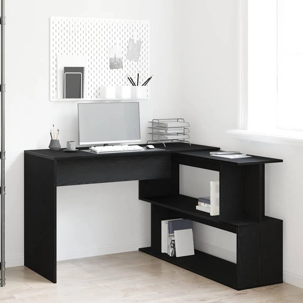 Escritorio de madera de roble negro, 200 x 50 x 76 cm, mesa de ordenador para oficina en casa, estudio, con amplia superficie de trabajo y moderno mobiliario de oficina
