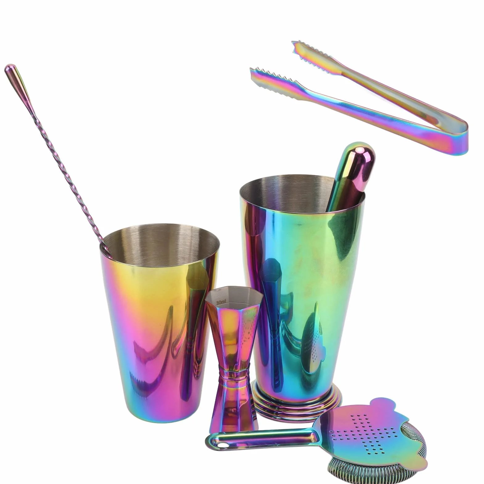 Juego de Coctelera y Jigger Duraderos de Acero Inoxidable 304 para Coctelería Profesional