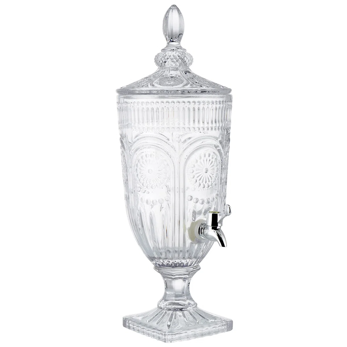 Dispensador de Bebidas con Grifo 3L - con Tapa de Cristal y Grifo sin Fugas - dispensador de Bebidas de 0,8 galones - Agua Jugo Vino Sangria - para Fiestas, Bares