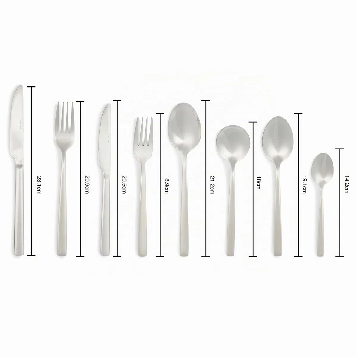 Salter Winslow Juego de cubiertos de 44 piezas - Platería de acero inoxidable, Servicio para 6 personas, cuchillos, tenedores, cucharaditas, cucharas de sopa, servir cucharas
