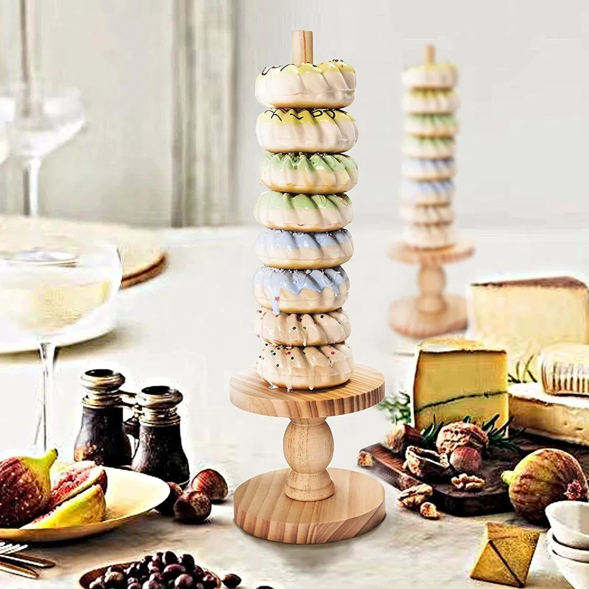 Torre De 4 Piezas Expositor | Soporte Para Bagels Para Servir En Para Postres Bodas Cumpleaños Navidad Shower Servicio De Mesa Buffet Hogar Restaurante