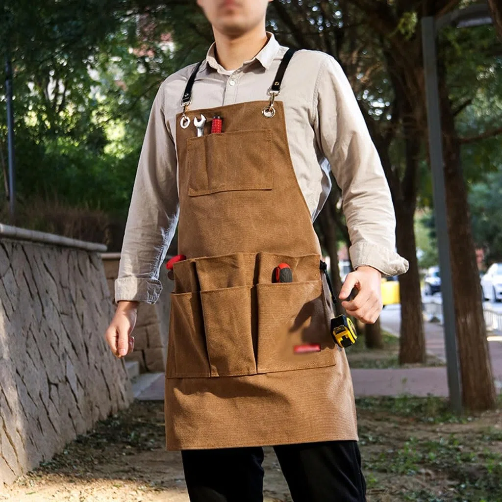 NEBE Delantal de camarero Delantal de lona gruesa hecho a mano for carpintero, jardinería, hombres y mujeres, pintura for niños al aire libre, monos de peluquería y manicura Delantales Delantal