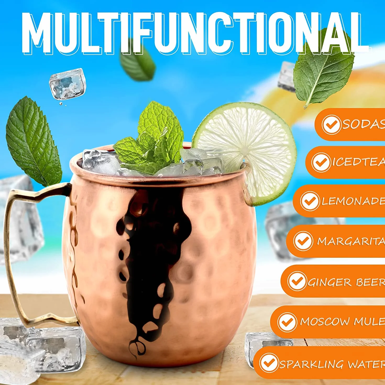 Zap Impex Juego de tazas de cobre Moscow Mule 8-100% cobre sólido puro hecho a mano de grado alimenticio vaso de cobre de 16 onzas