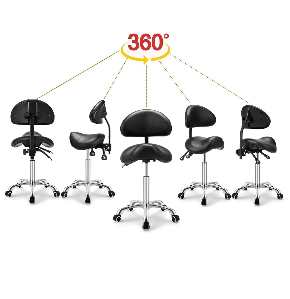 Kaleurrier Taburete giratorio con ruedas, altura ajustable con ruedas, resistente antifatiga, taburete ergonómico para laboratorio, clínica, dentista, salón, masaje, oficina y cocina en casa (con
