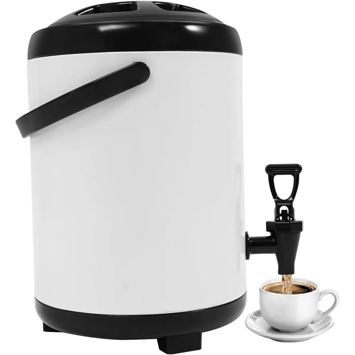 Dispensador de bebidas aislado, servidor de bebidas frías y calientes con espiga sin goteo, mango portátil, base de trípode para catering, fiestas, café, té