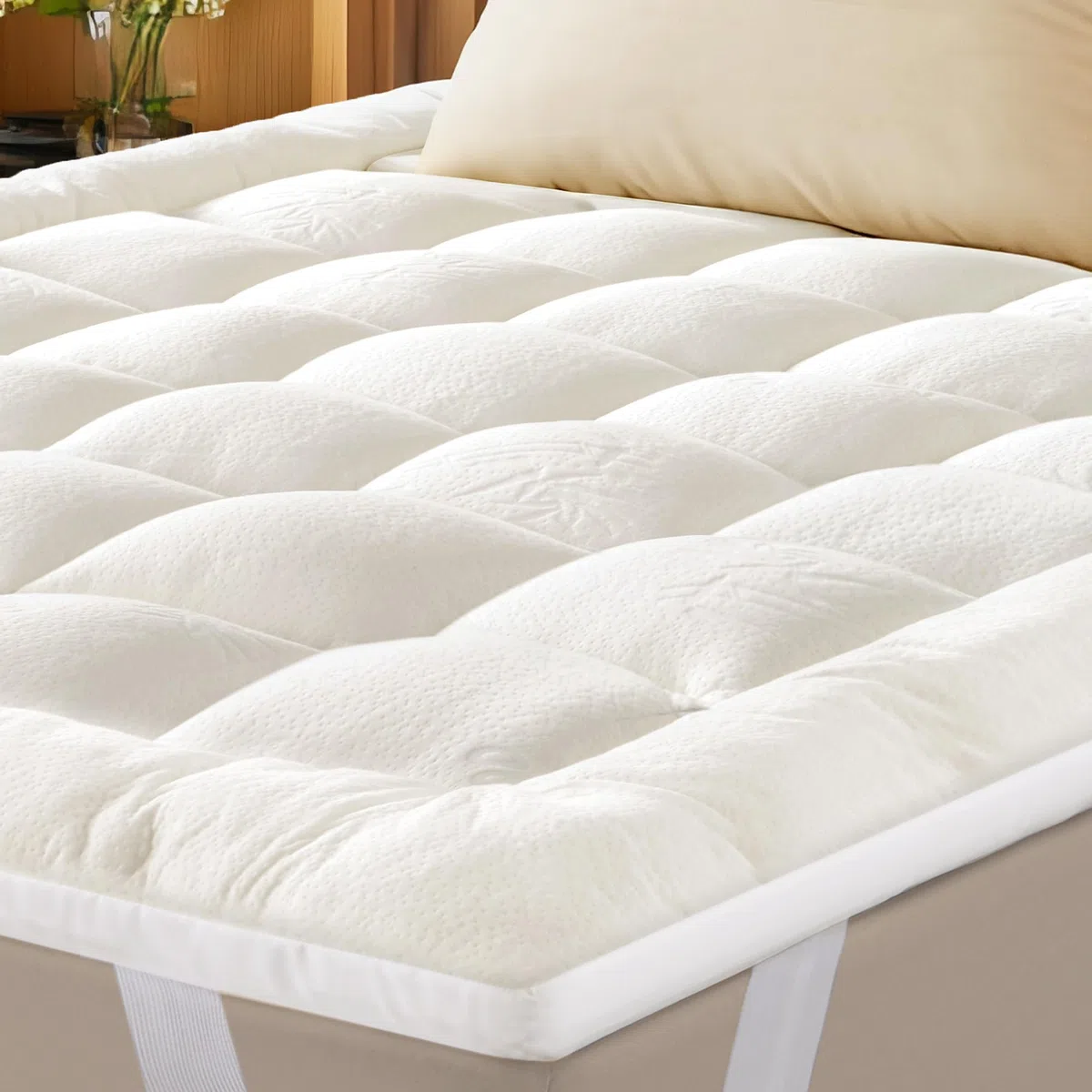 Niagara Sobrecolchón de bambú | Topper para colchón 135 x 190 cm | Grosor 3 cm | Refrescante, Transpirable para aliviar el Dolor de Espalda, Bolsillos Profundos para colchones de 20-50 cm