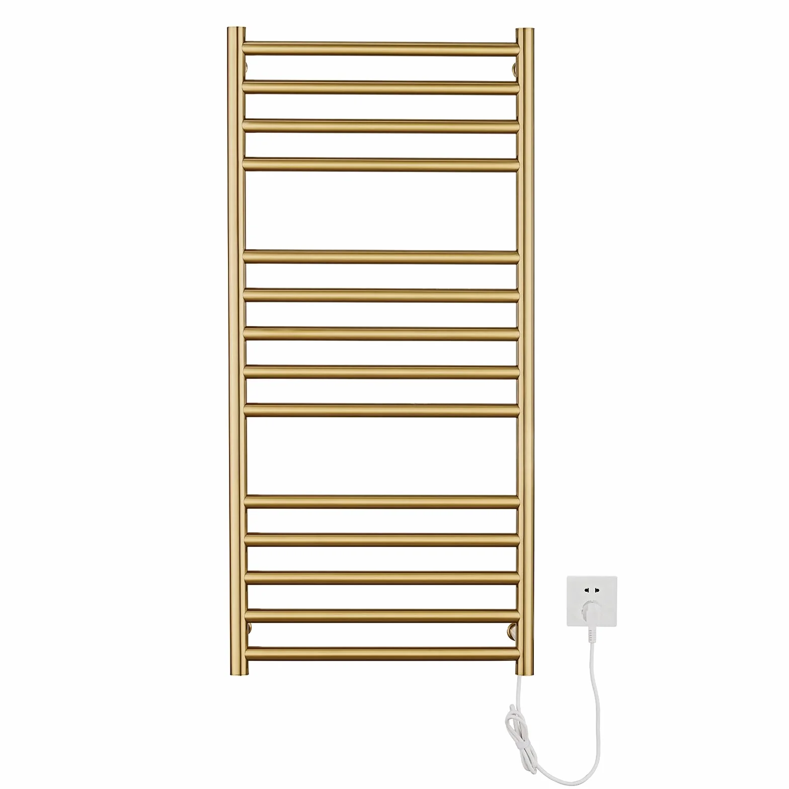 Radiador Toallero Eléctrico Baño Dorado Calentador de Toallas 162 W | Bajo Consumo, Acero Inoxidable, IP44 Impermeable, 110x52x12cm Instalación en la Pared, Fácil de Limpiar, con EU Enchufe
