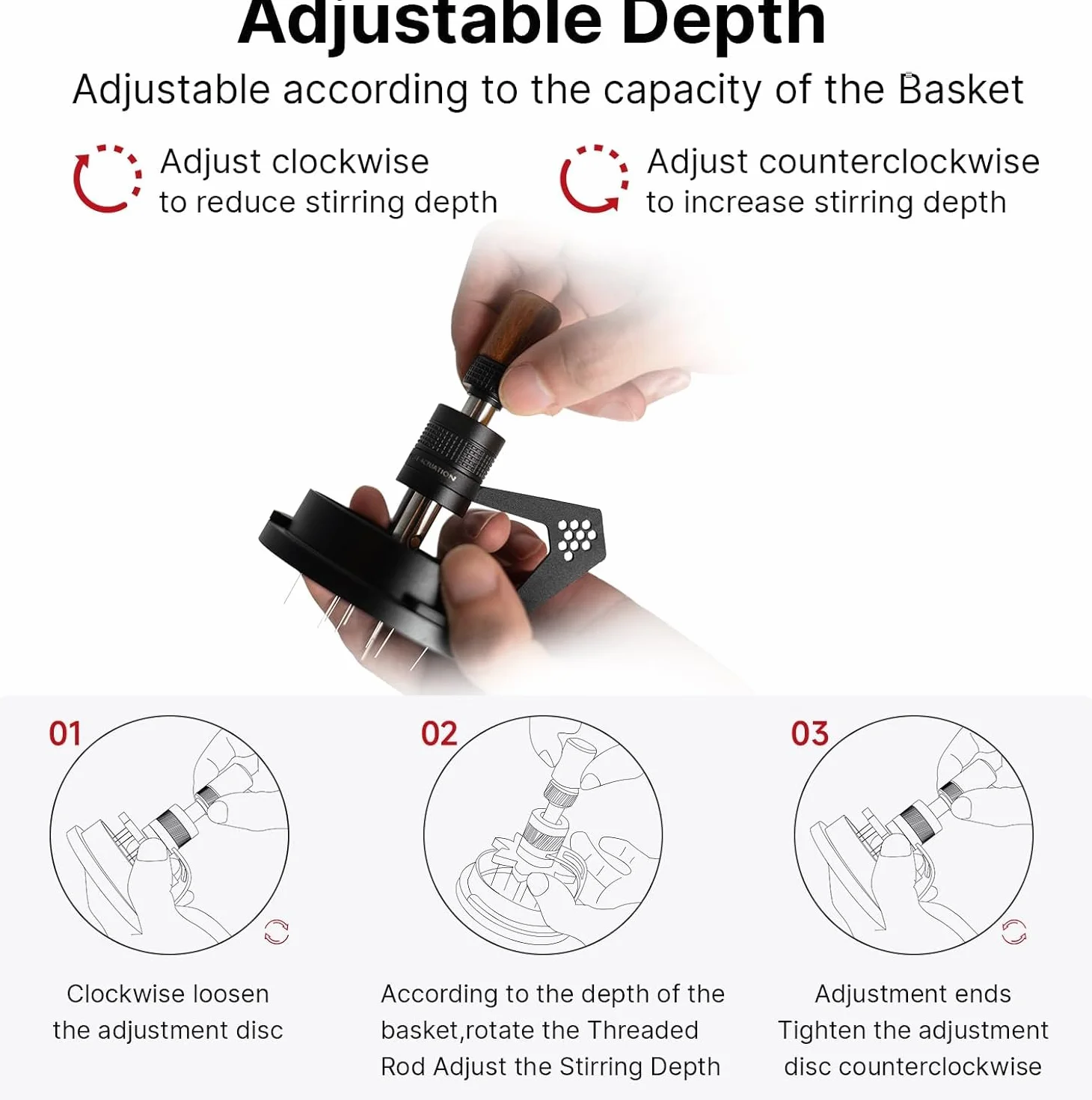 IKAPE Mantis WDT Herramienta de distribución, V3-58.5 mm, herramienta de distribución de agitador de espresso para barista, agitador de espresso de 8 agujas con embudo dosificador y soporte, altura de