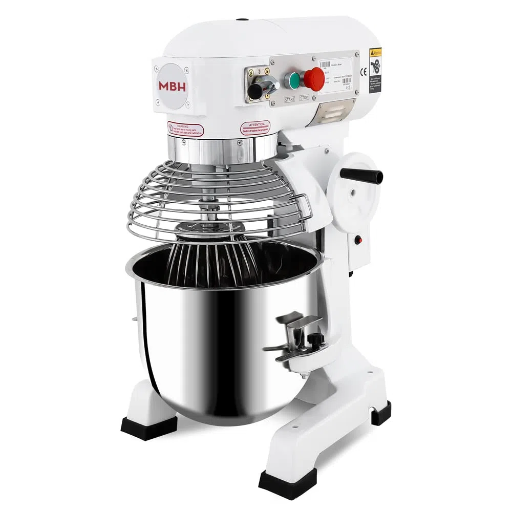 MBH - Batidora planetaria industrial de 20 litros para hostelería. Batidora amasadora profesional para pan, pizza, pastelería y panadería.
