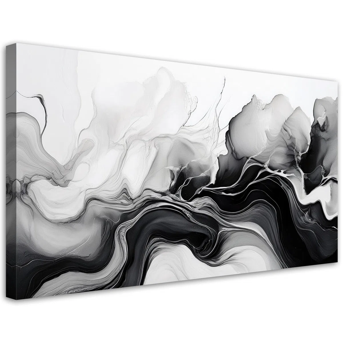 Feeby Cuadro - Cuadros Para Dormitorios - Abstracción en tinta, blanco y negro - 120x60 cm - Decoracion Pared - Para el Dormitorio y la Sala de Estar