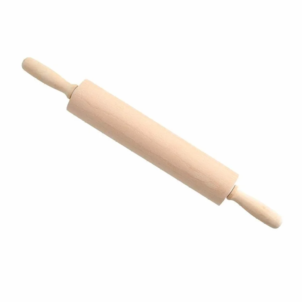 Rodillo de madera maciza para hornear, rodillo de masa sin pintar para pastelería, pan y albóndigas, herramienta esencial de cocina, 40,6 cm de largo
