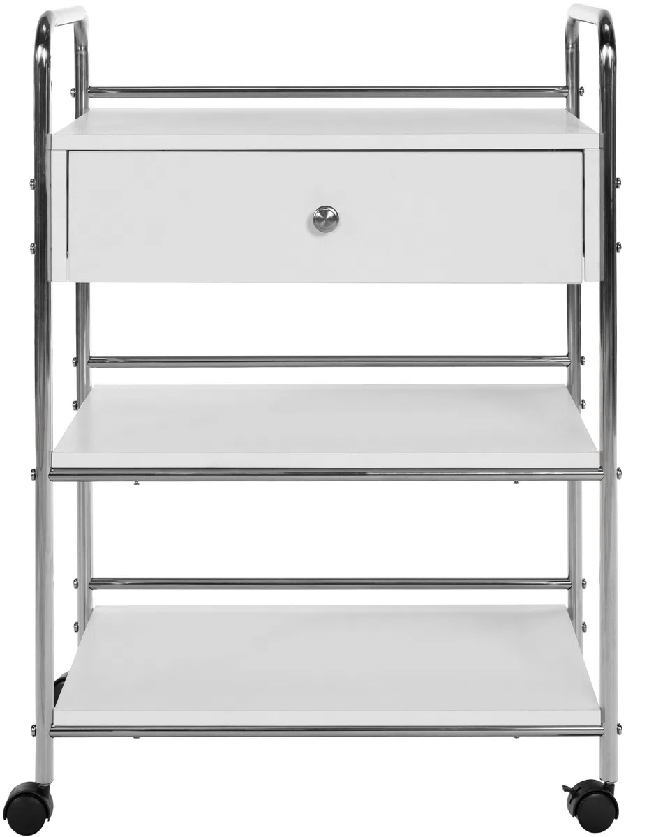 CLP Carro PL912 I Carro para aparatos con Ruedas I Carro para cosméticos con cajón y Tres estantes I Carro Multiuso, Color:Blanco