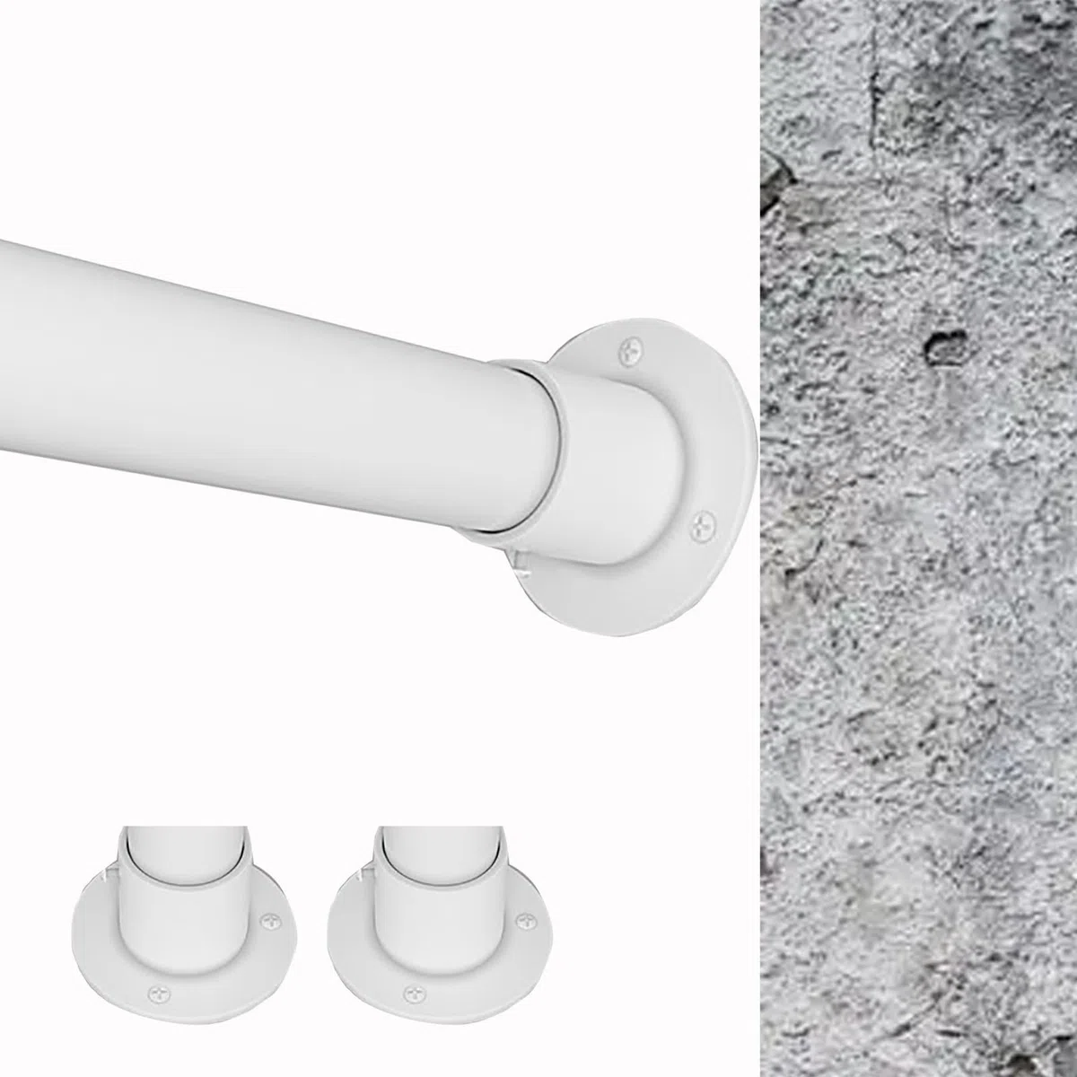 Barra Armario Soporte de Tubo para Armario Extraíble con Superficie mate Esmerilada, Soporte para Barra de Cortina para Guardarropas Que Ahorra Espacio para Apartamentos, Estante para Barra(White,210-