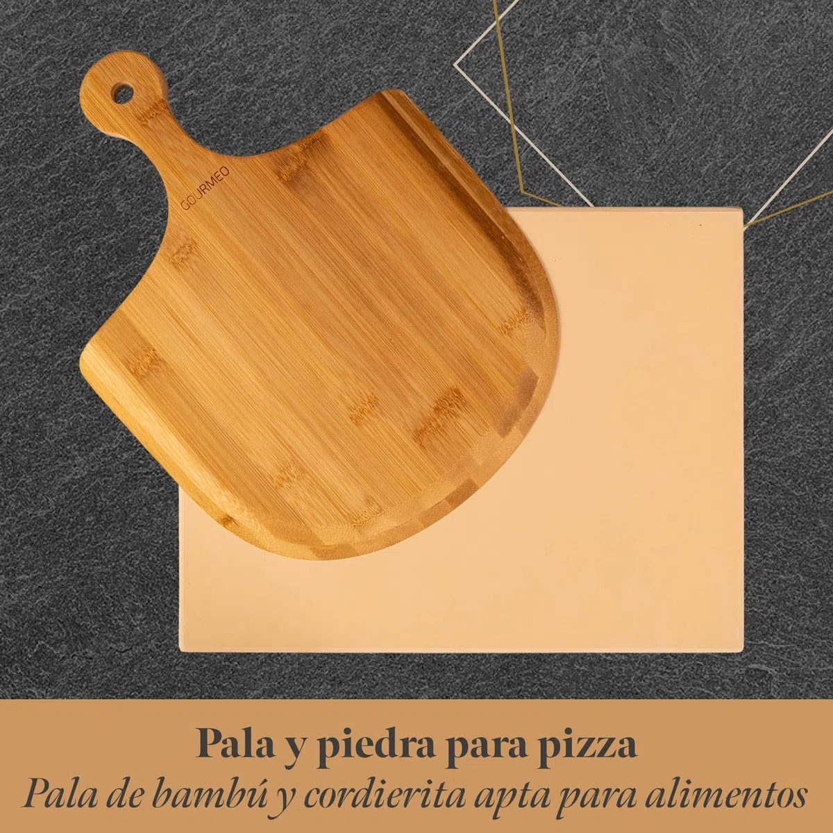 Juego de piedra para pizza para horno con pala de bambú, 38 x 30 cm, cuadrada, piedra para pizza para horno, piedra para pizza para barbacoa de gas, horno