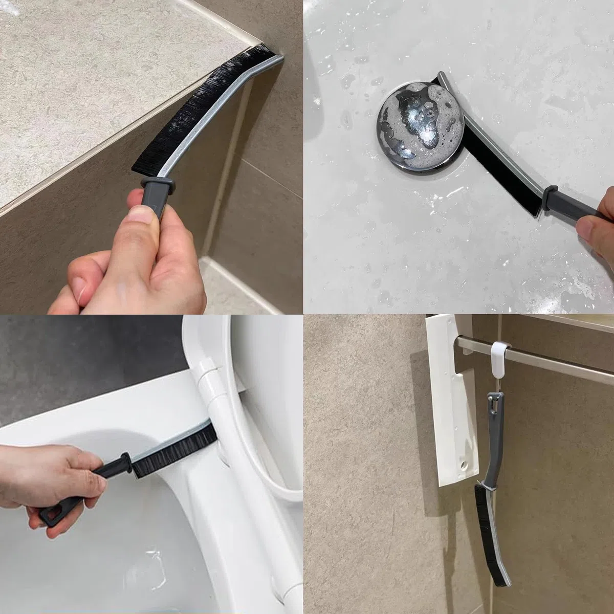 Cepillo de limpieza para hendiduras, cepillo de limpieza de grietas de cerdas duras, cepillos de limpieza 3 en 1 para uso doméstico, cepillo de limpieza multifuncional para baño, cocina,